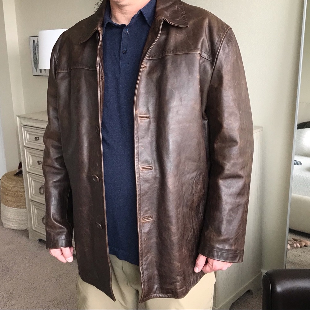 J. Crew Men’s Leather Car Coat Jacket